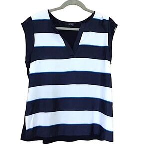 The Limited Womens Navy and White Stripe Sleeveless Blouse, L